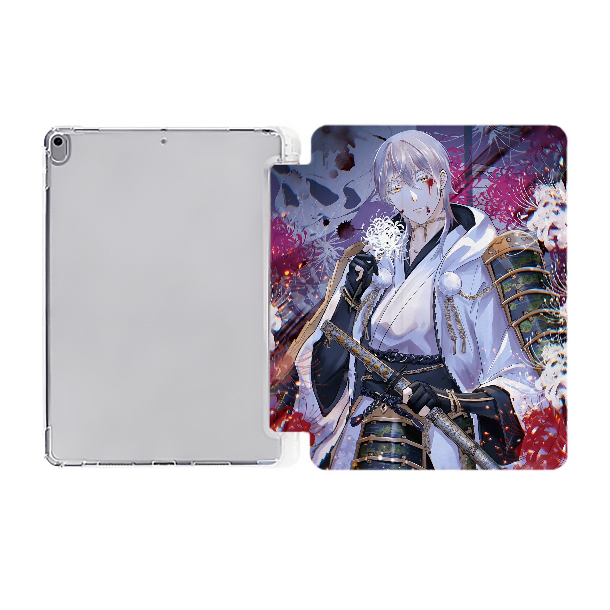 （画像用） 刀剣乱舞 Touken Ranbu IPad ケース ペン収納付き 三つ折りスタンド PUレザー×シリコン 対応機種9.5/10.5/10.9インチ